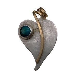 Vintage Serendip Designs STERLING Aventurine 12k Heart Pendant